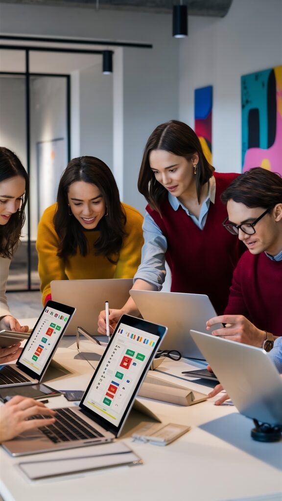 Team creating social media content that translates complex AV technology into clear business value and reliability